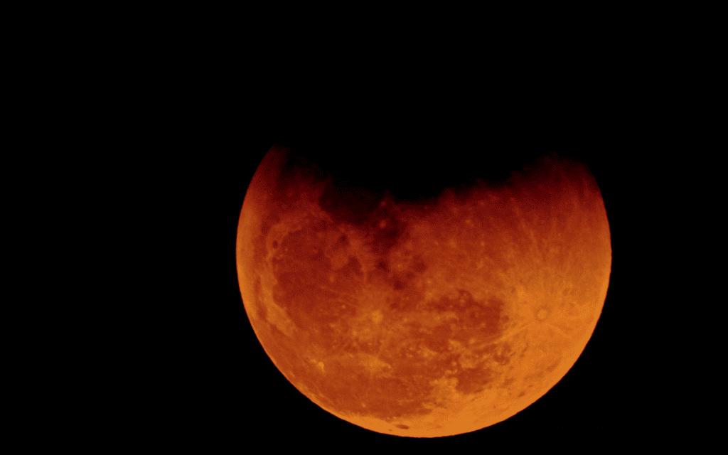 A red moon is seen during a lunar eclipse.