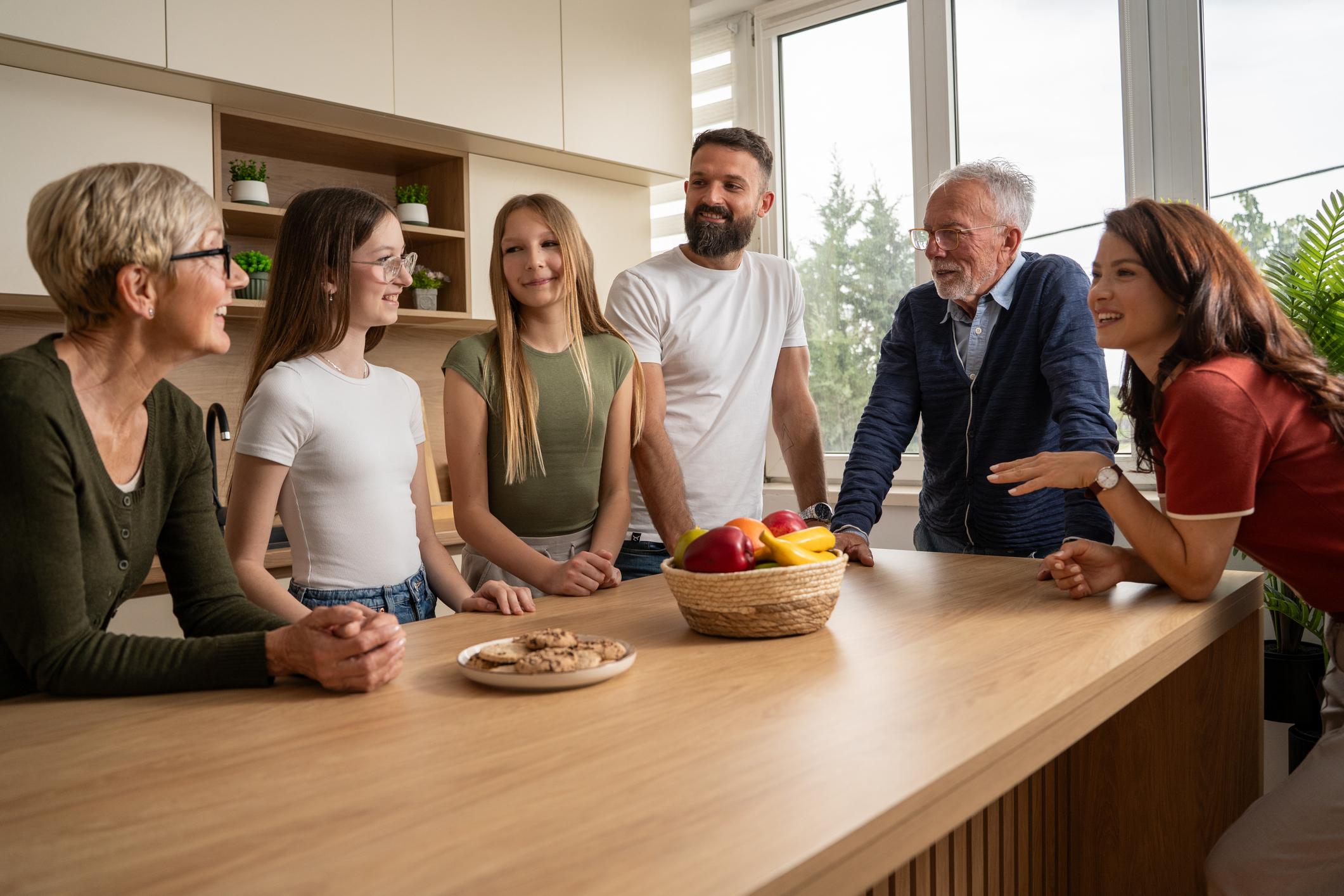 Multigenerational family discussing wealth planning